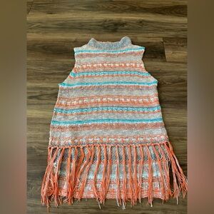 Hayden Los Angeles Striped Sleeveless Knit Dress with Fringe